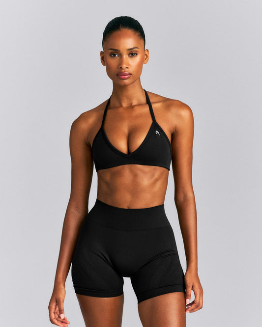 Oner Active EnhanceLift™ Seamless Minimal Halter Neck Bralette | Black
