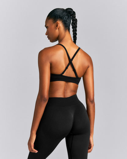 Oner Active EnhanceLift™ Seamless Strappy Sports Bra | Black