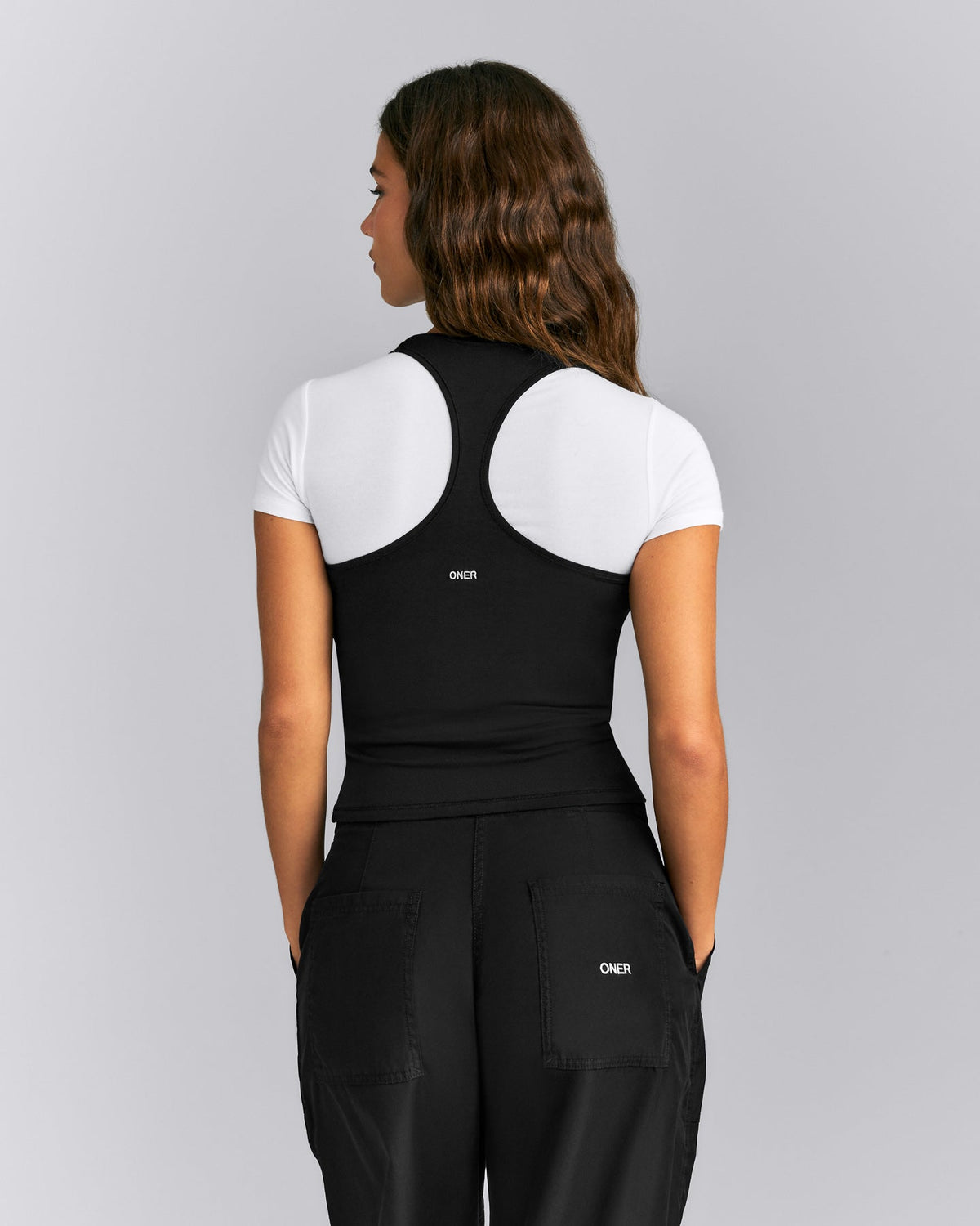 Oner Active Fitted Cotton Racer Tank | Black