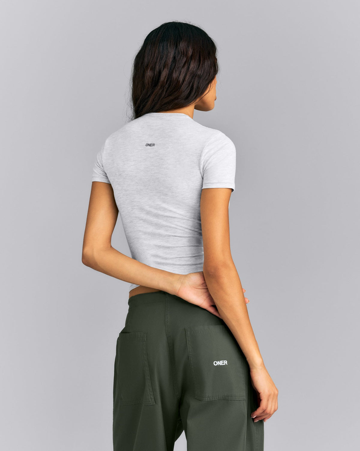 Oner Active Fitted Cotton Short Sleeve Crew Neck T-Shirt | Light Gray Marl