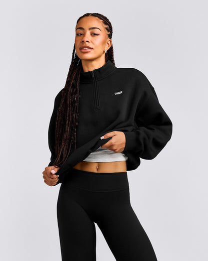 Oner Active Foundations Cosy 1/4 Zip Sweatshirt | Black