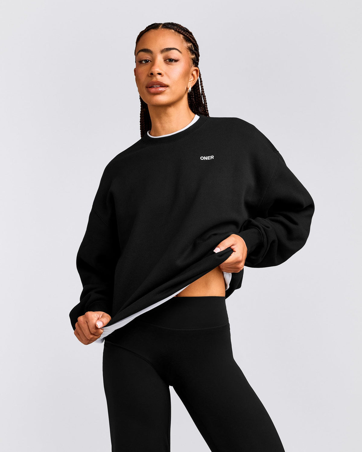 Oner Active Foundations Cosy Crew Neck Sweatshirt | Black