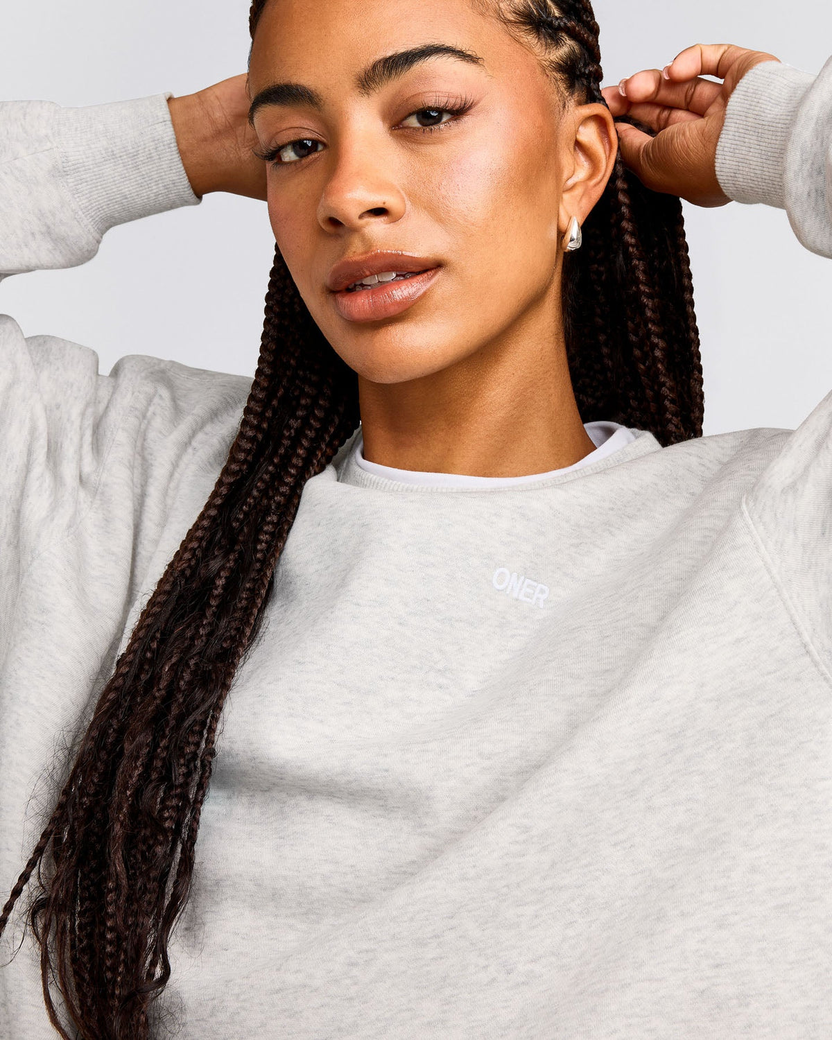 Oner Active Foundations Cosy Crew Neck Sweatshirt | Light Gray Marl