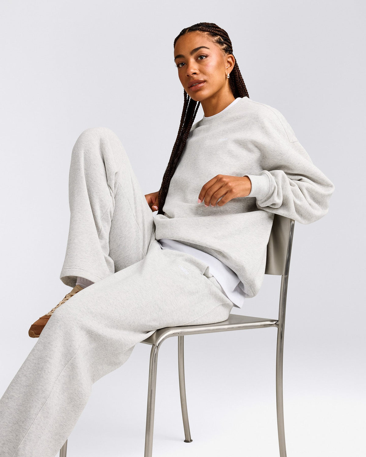 Oner Active Foundations Cosy Crew Neck Sweatshirt | Light Gray Marl