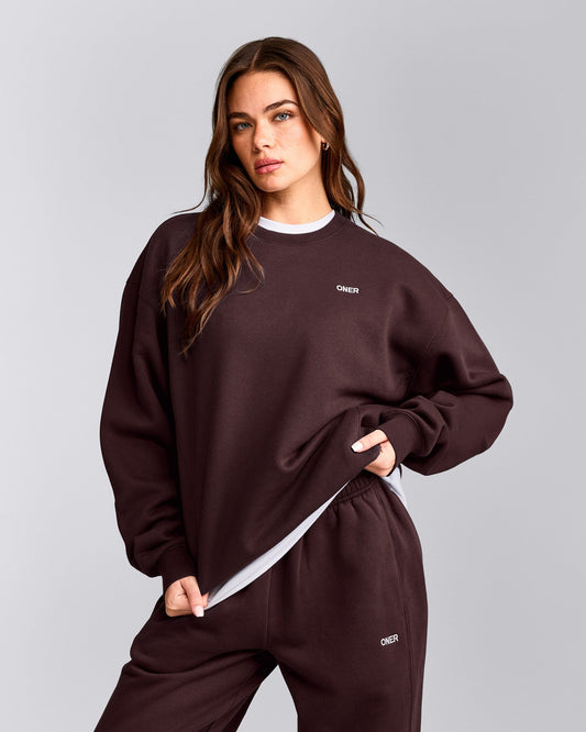 Oner Active Foundations Cosy Crew Neck Sweatshirt | Plum Brown
