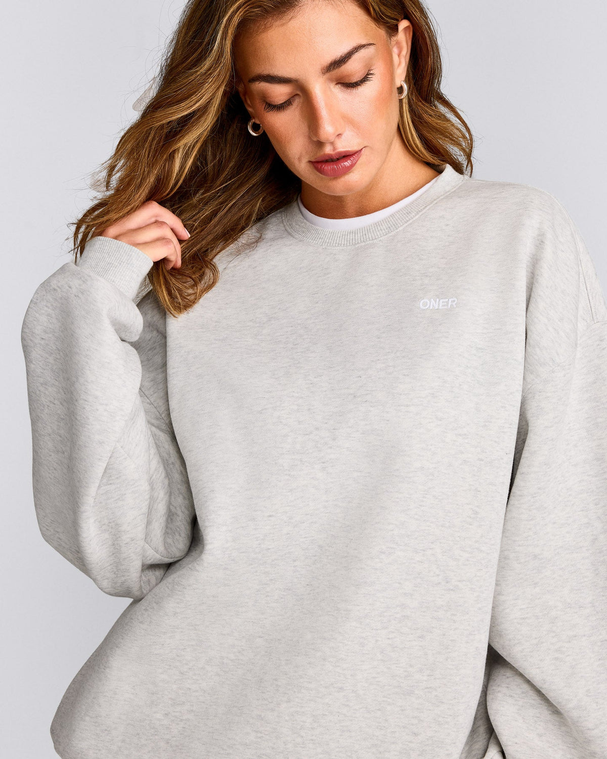 Oner Active Foundations Cosy Oversized Sweatshirt | Light Gray Marl