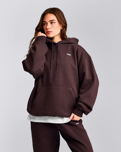 Oner Active Foundations Cosy Oversized Hoodie | Plum Brown
