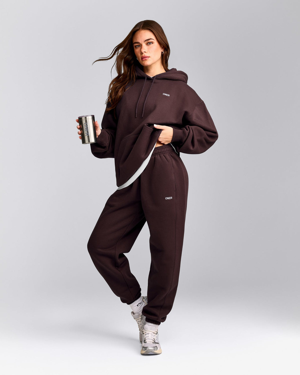 Oner Active Foundations Cosy Oversized Hoodie | Plum Brown