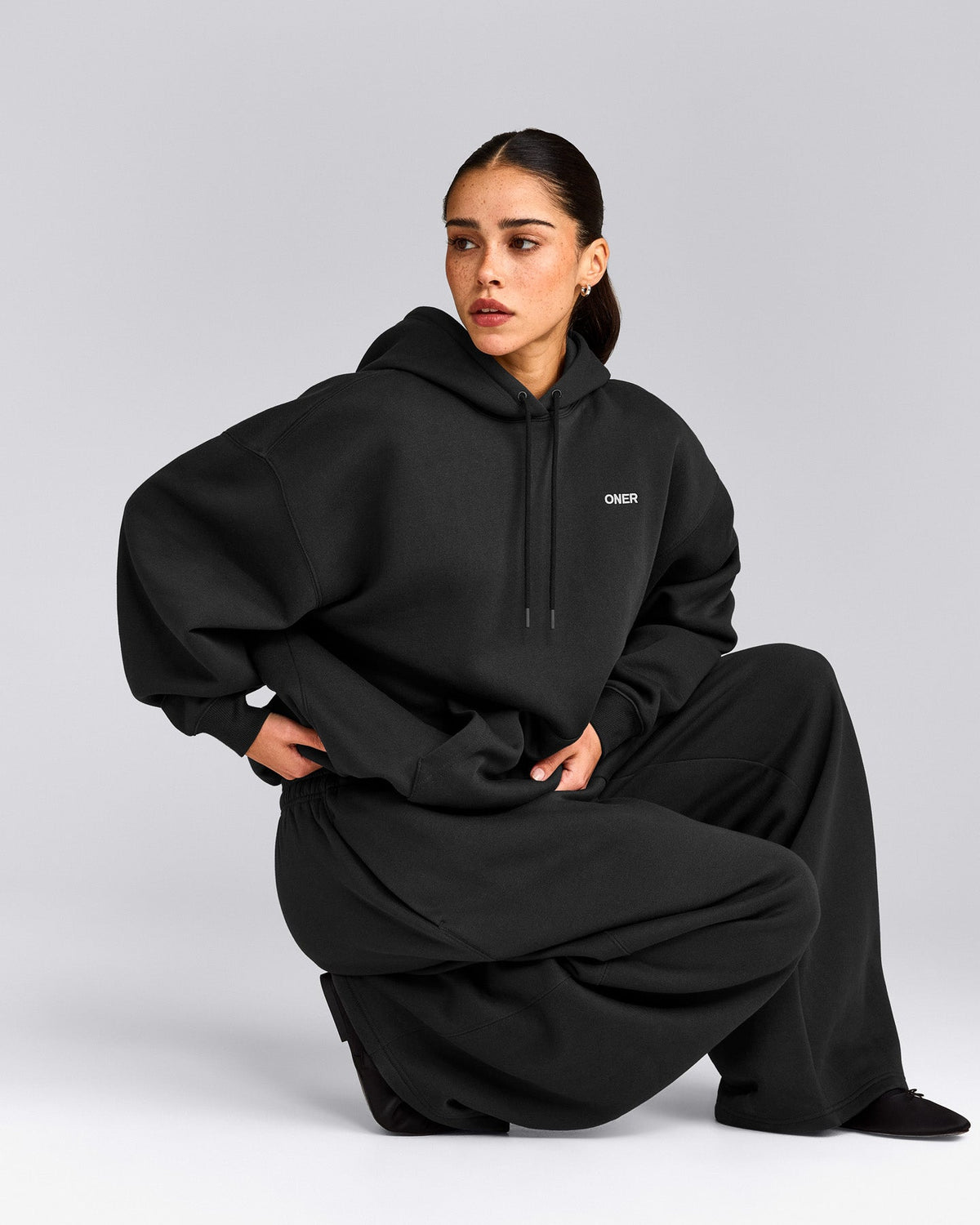 Oner Active Foundations Cosy Oversized Hoodie | Soft Black