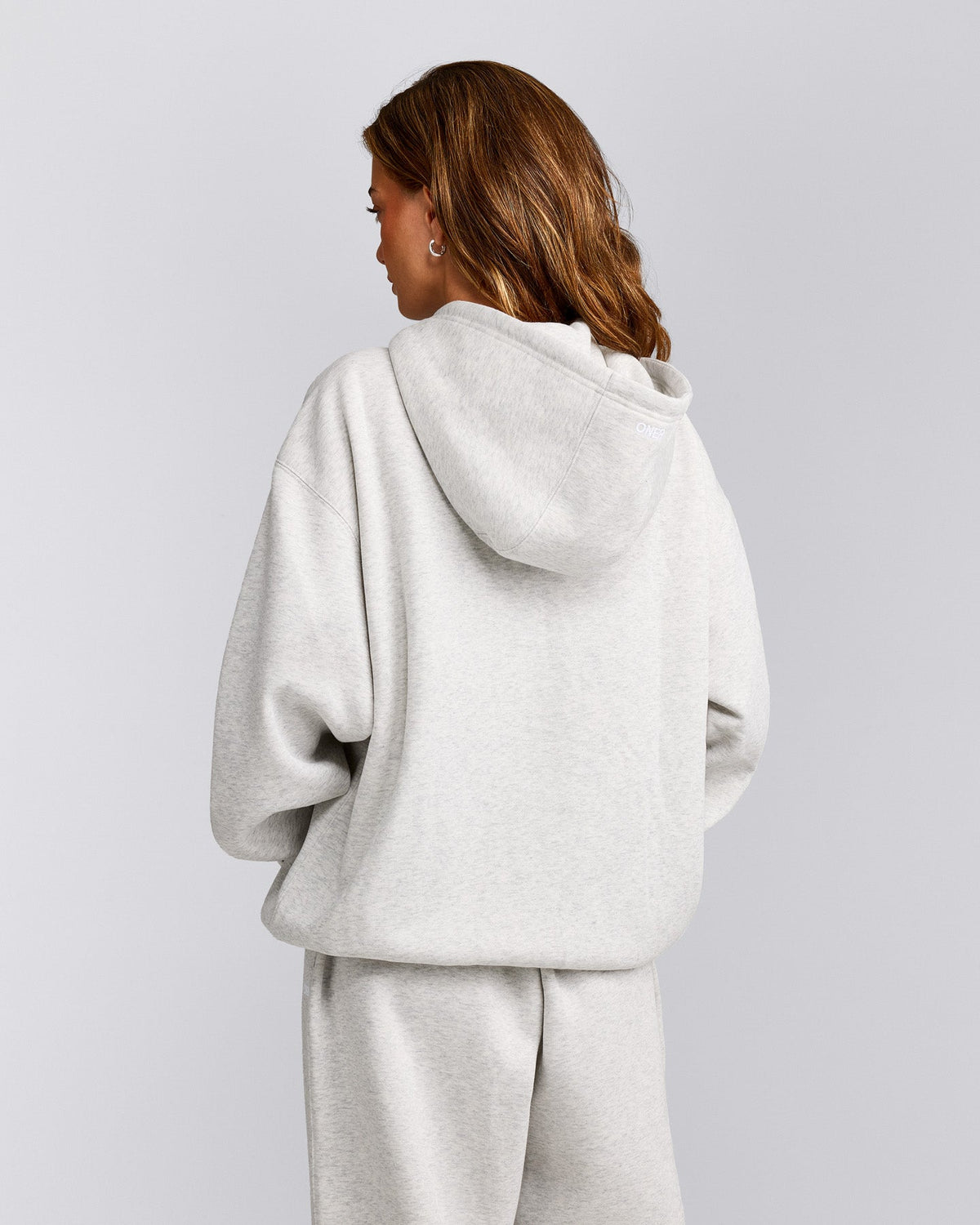 Oner Active Foundations Cosy Oversized Zip Up Hoodie | Light Gray Marl