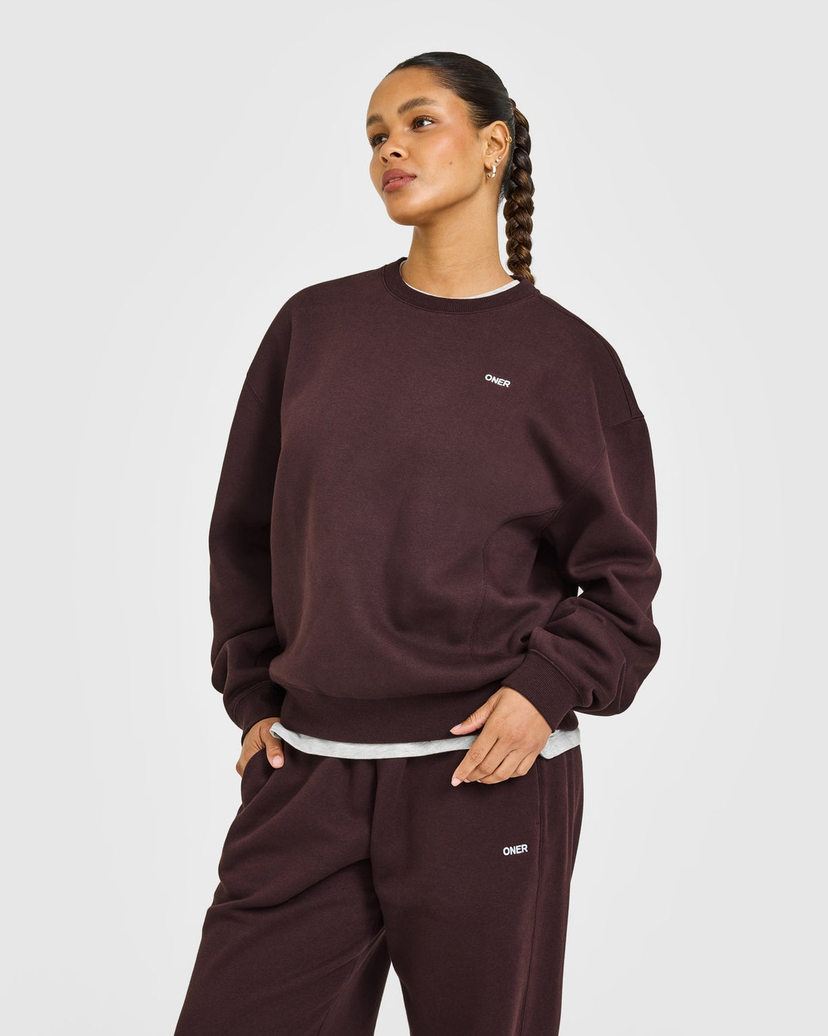Oner Active Foundations Crew Neck Sweatshirt | Plum Brown