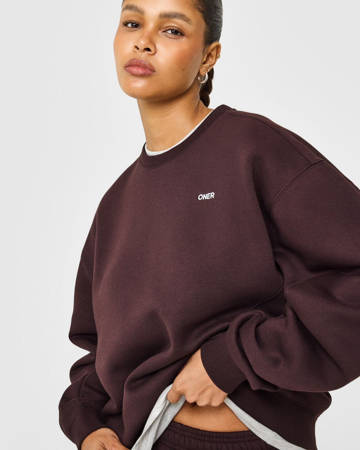 Oner Active Foundations Crew Neck Sweatshirt | Plum Brown