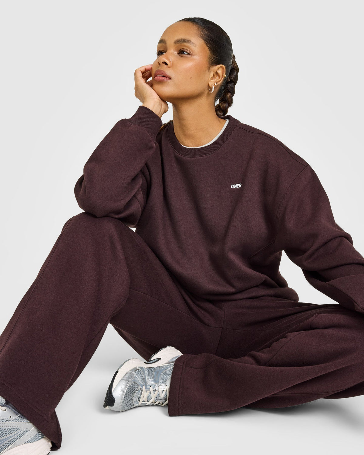 Oner Active Foundations Crew Neck Sweatshirt | Plum Brown
