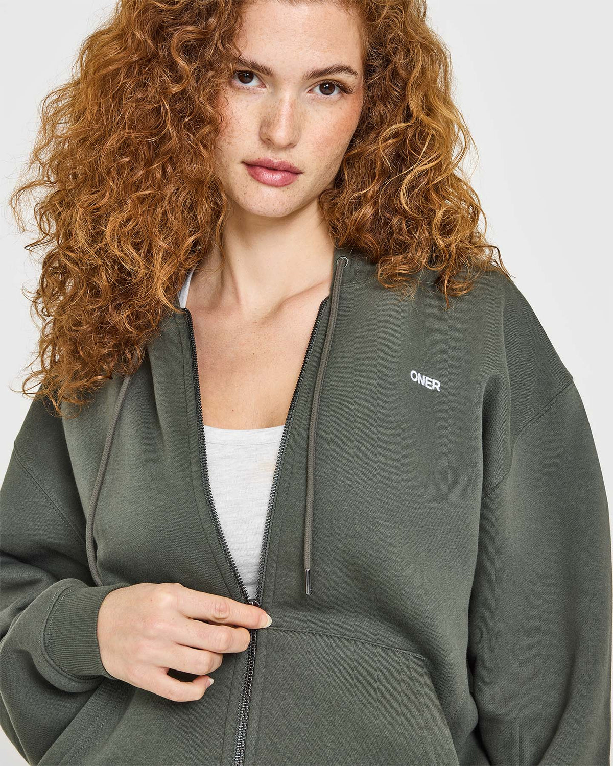 Oner Active Foundations Zip Up Hoodie | Dark Khaki