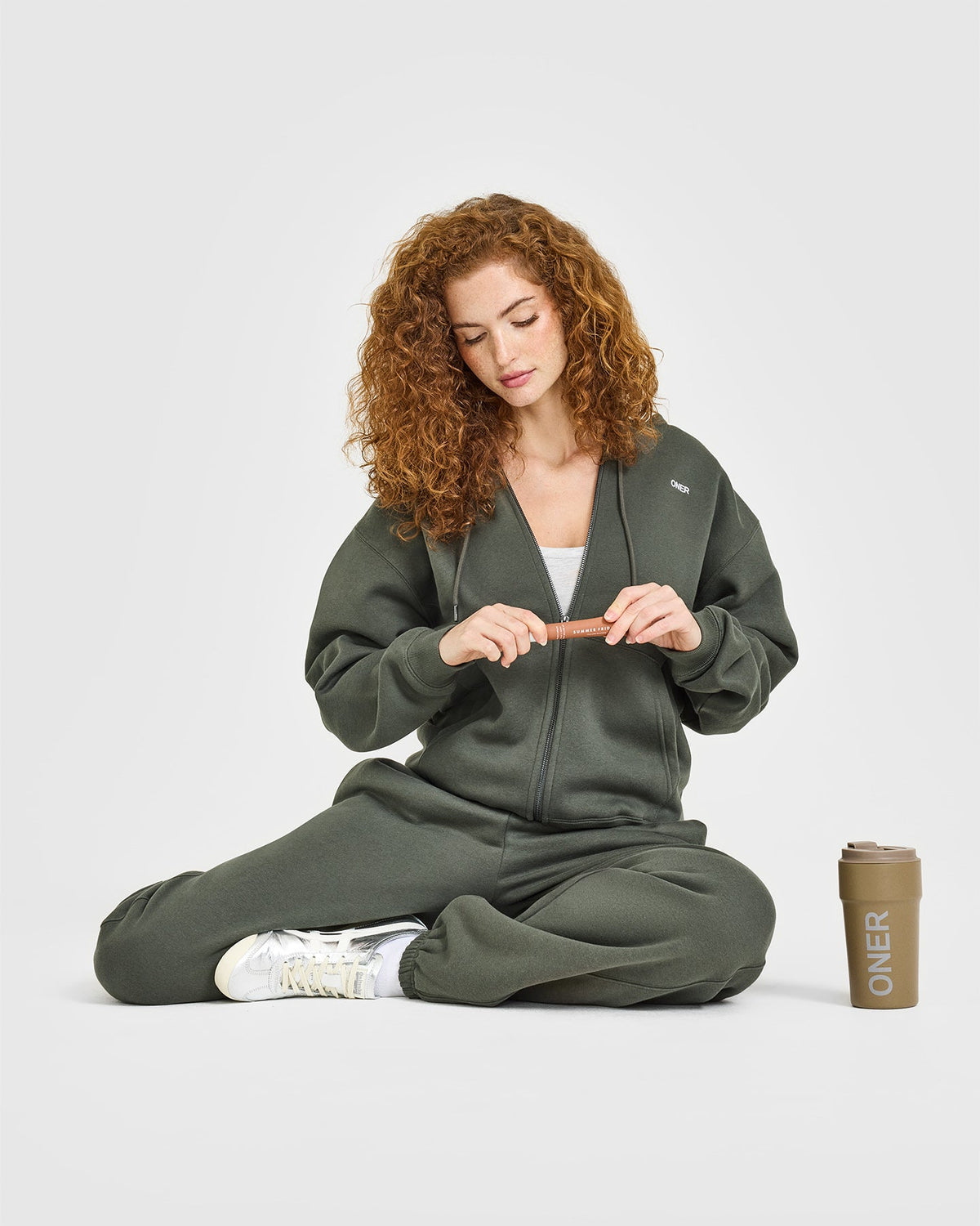 Oner Active Foundations Zip Up Hoodie | Dark Khaki