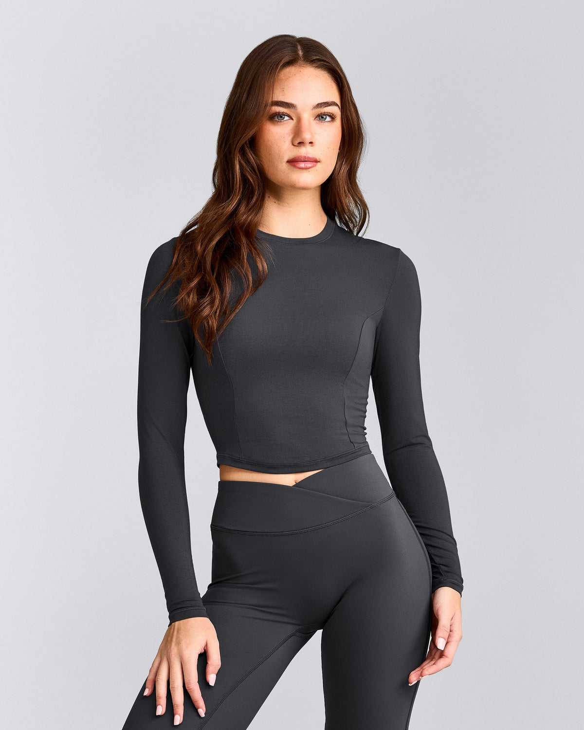 Oner Active Mellow™ Motion Crew Neck Long Sleeve Mid Top | Coal