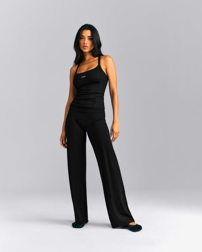 Oner Active Mellow™ Rib Racer Back Tank Top with Built in Bra Shelf | Black