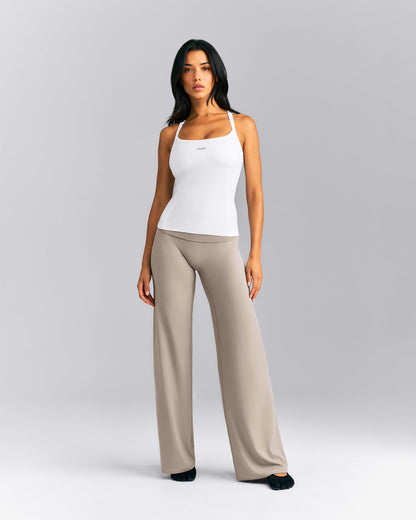 Oner Active Mellow™ Rib Racer Back Tank Top with Built in Bra Shelf | White