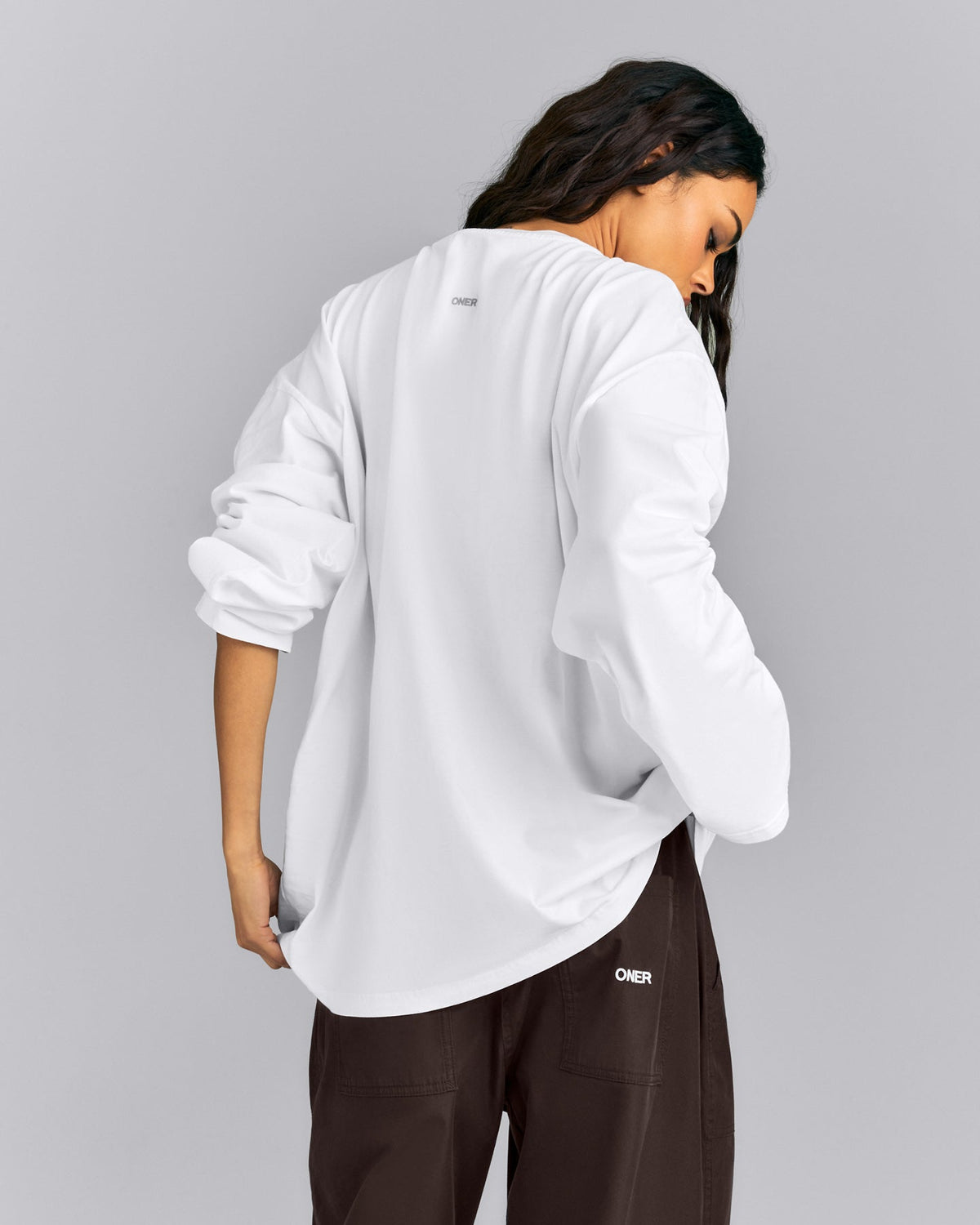Oner Active Oversized Cotton Long Sleeve Top | White