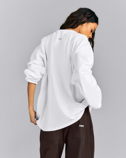 Oner Active Oversized Cotton Long Sleeve Top | White