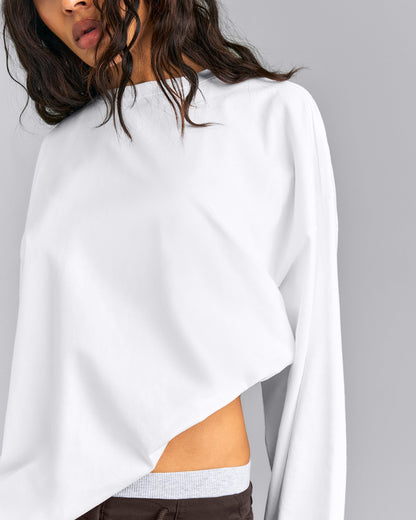Oner Active Oversized Cotton Long Sleeve Top | White