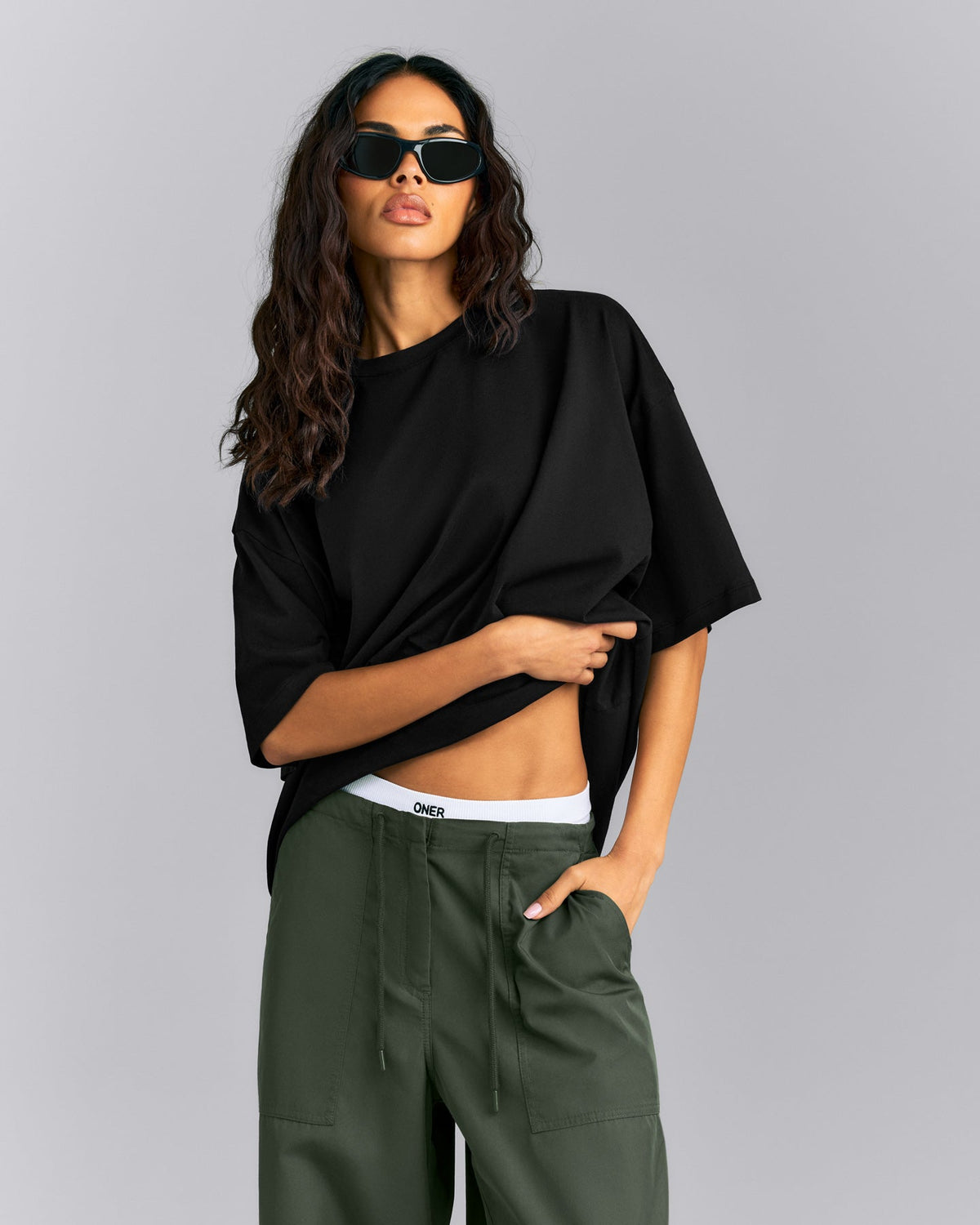 Oner Active Oversized Cotton Short Sleeve T-Shirt | Black