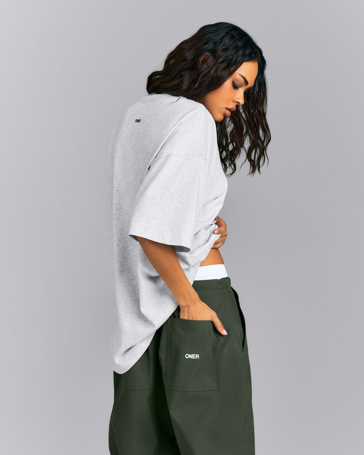 Oner Active Oversized Cotton Short Sleeve T-Shirt | Light Gray Marl