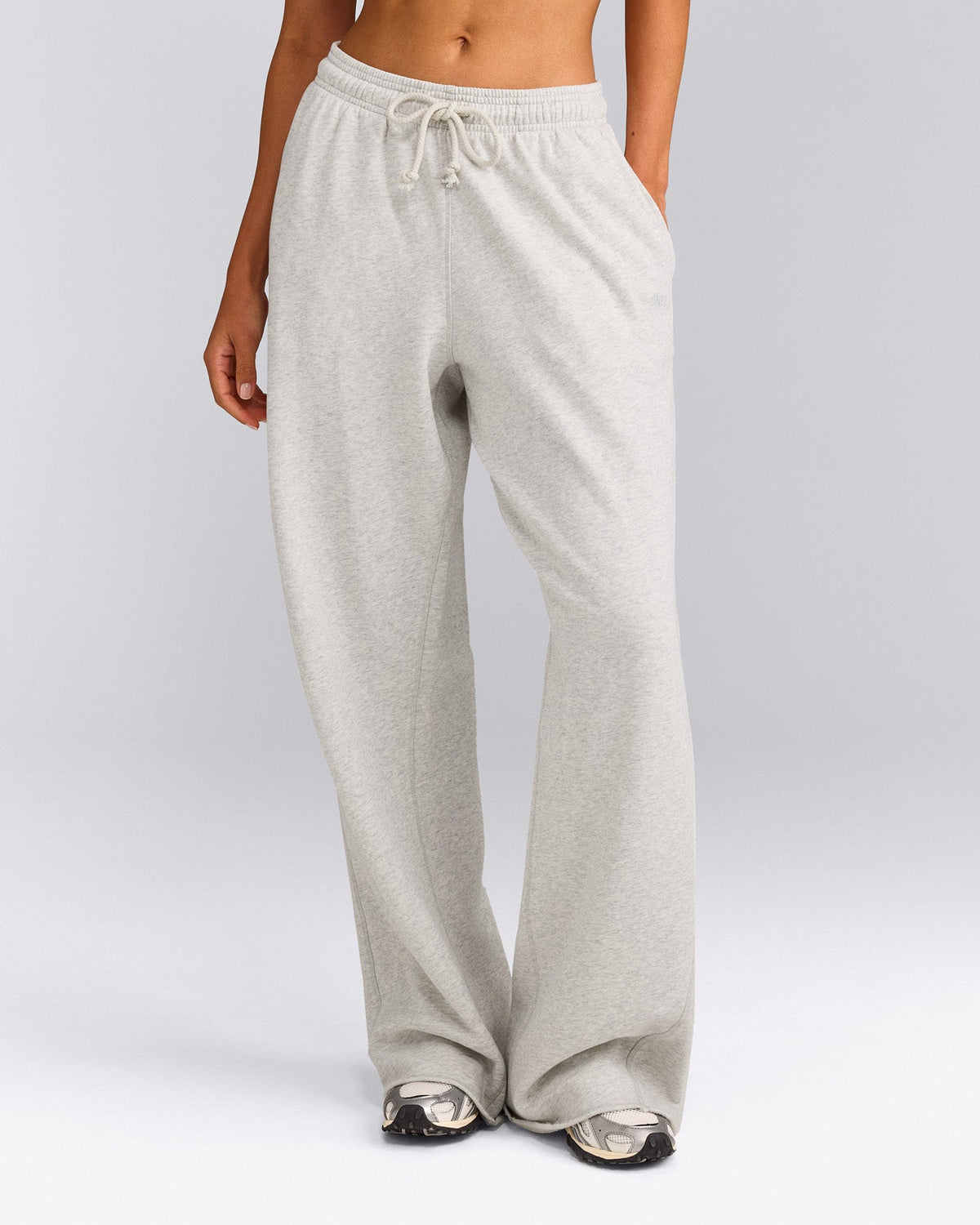 Oner Active Cotton Vintage Lounge Wide Leg Sweatpants | Light Gray Marl