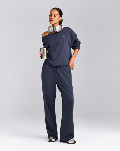 Oner Active Cotton Vintage Lounge Wide Leg Sweatpants | Washed True Blue
