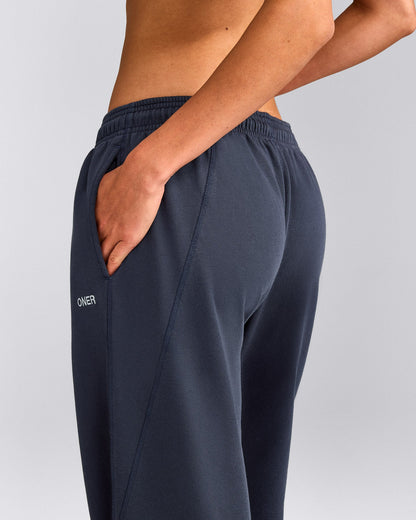 Oner Active Cotton Vintage Lounge Wide Leg Sweatpants | Washed True Blue