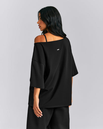Oner Active Slouchy One Shoulder T-Shirt | Black