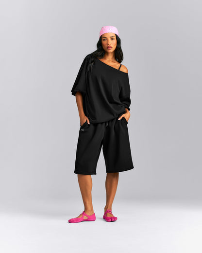 Oner Active Slouchy One Shoulder T-Shirt | Black