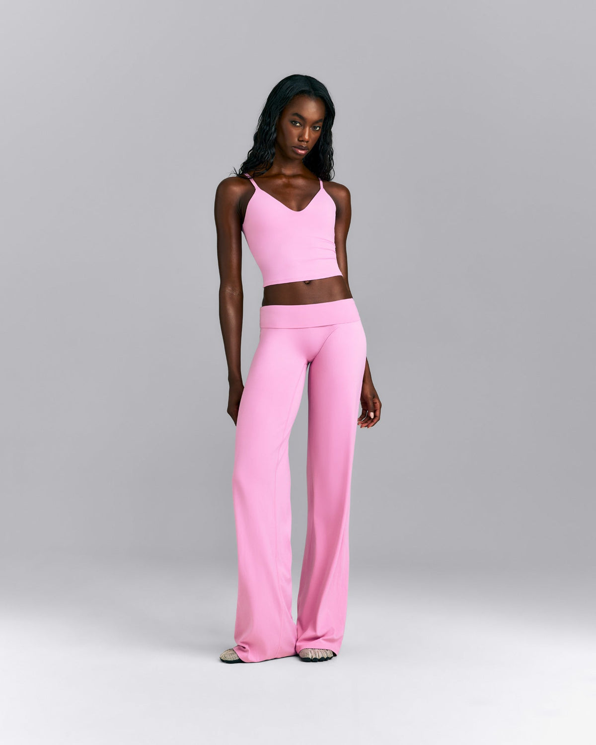 Oner Active SoftMotion™ Adjustable V Neck Mid Tank Top with Built in Bra Shelf | Rose Pink
