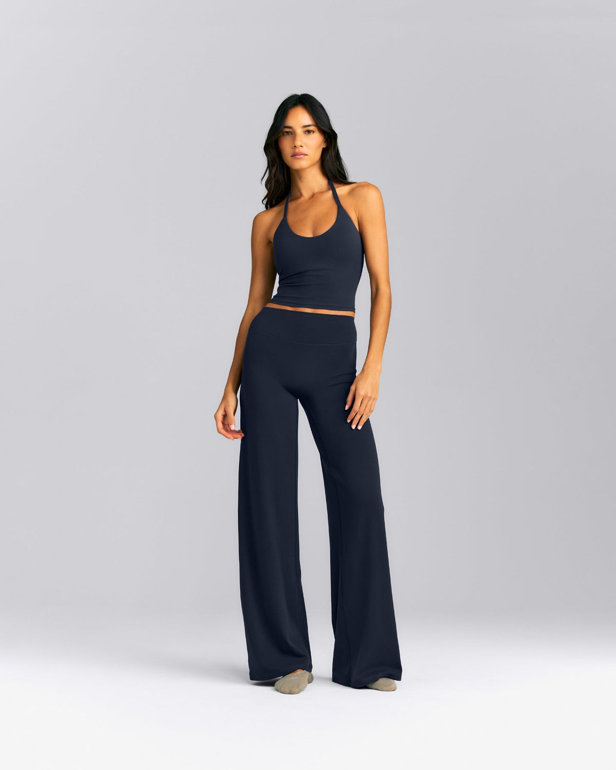 Oner Active SoftMotion™ Strappy Halter Neck Mid Tank Top with Built in Bra Shelf | True Blue