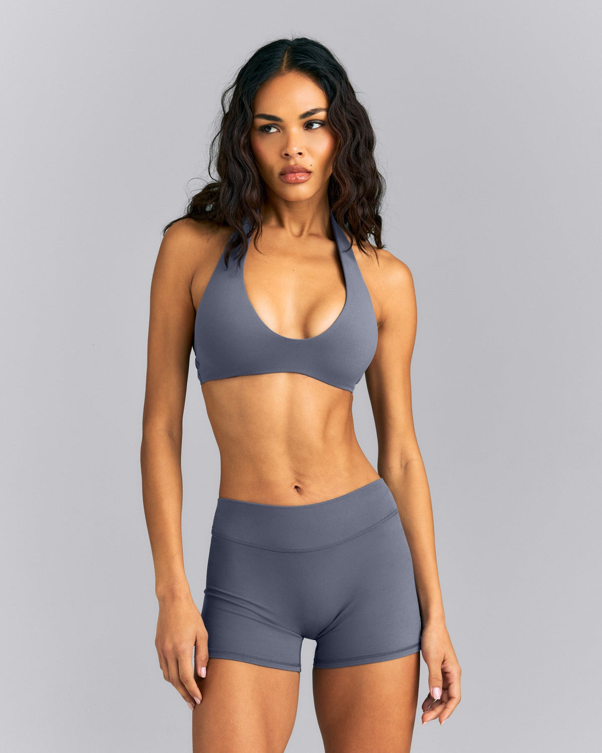Oner Active SoftMotion™ Minimal Halter Neck Bralette | Granite Blue