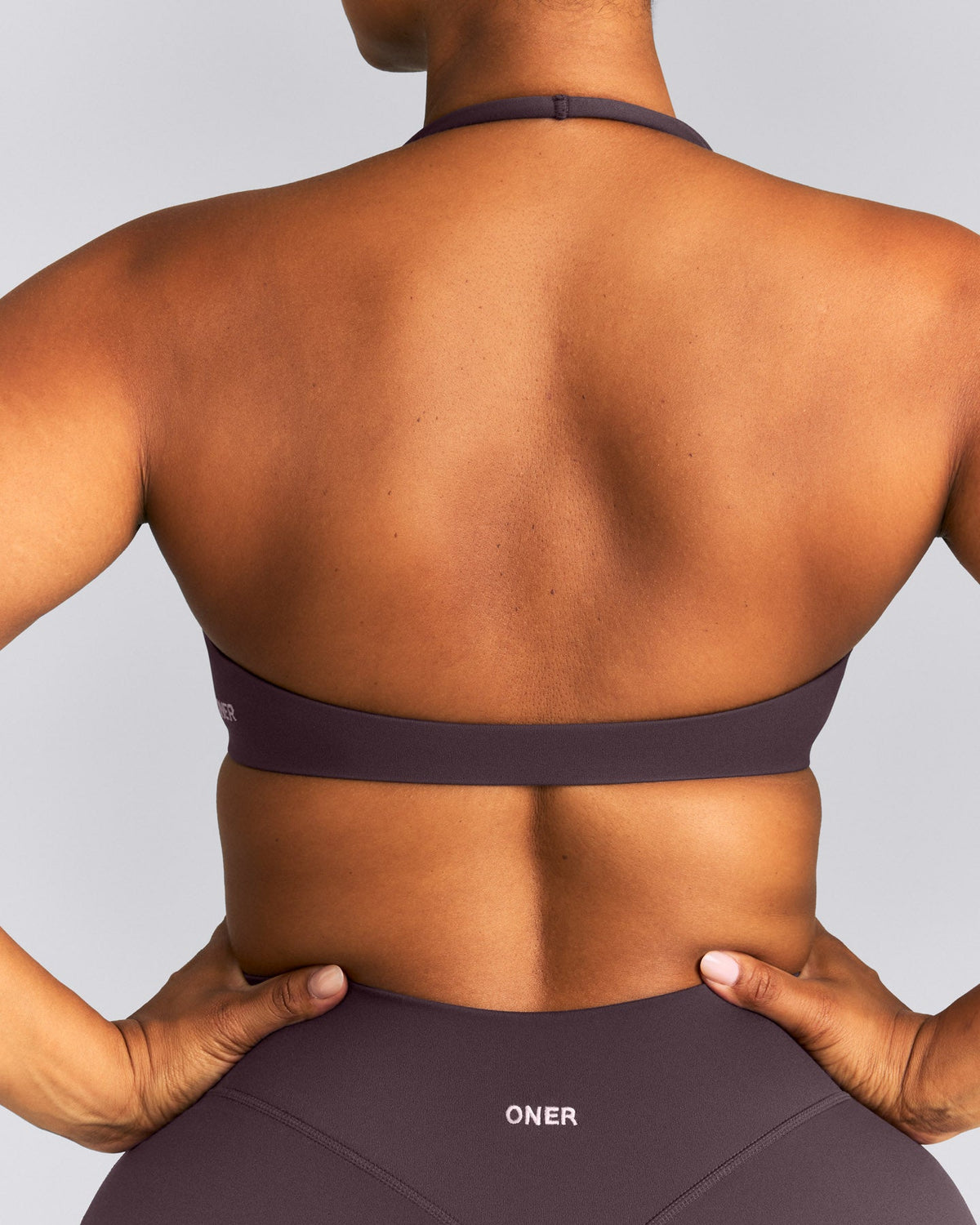 Oner Active SoftMotion™ Minimal Halter Neck Bralette | Dark Umber Brown