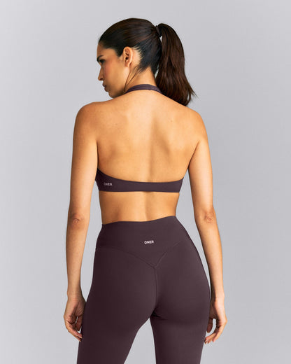 Oner Active SoftMotion™ Minimal Halter Neck Bralette | Dark Umber Brown
