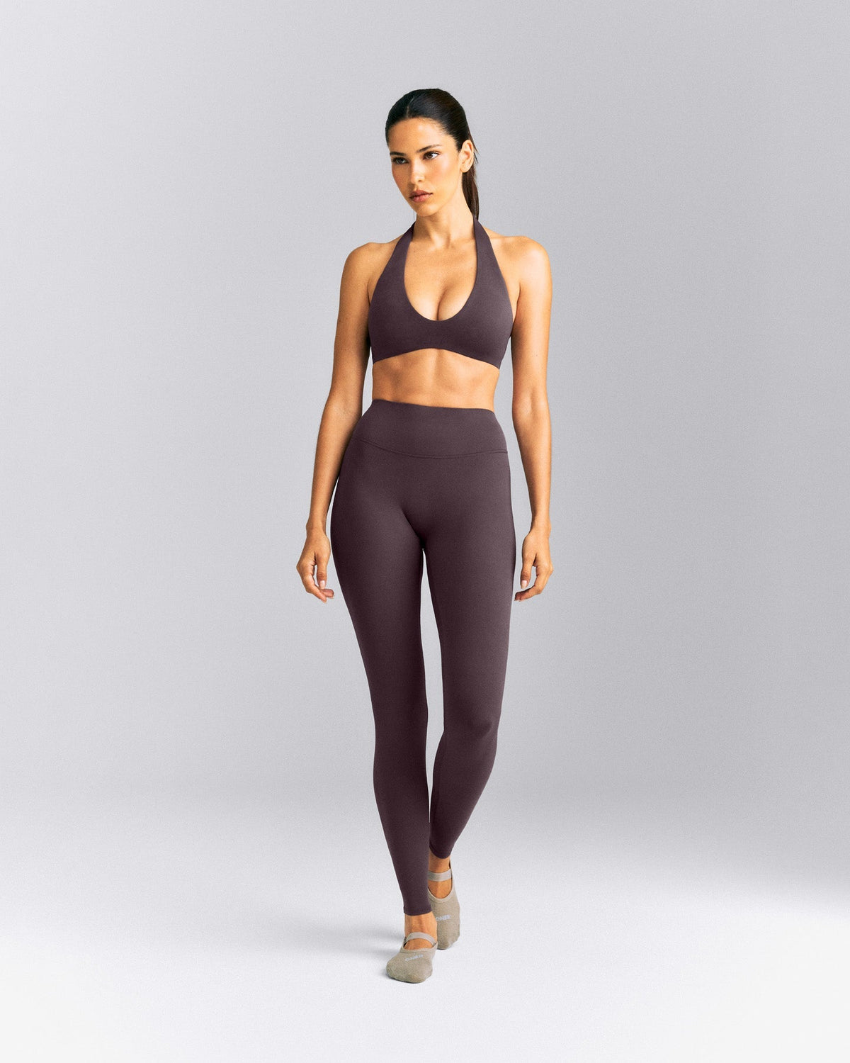 Oner Active SoftMotion™ Minimal Halter Neck Bralette | Dark Umber Brown