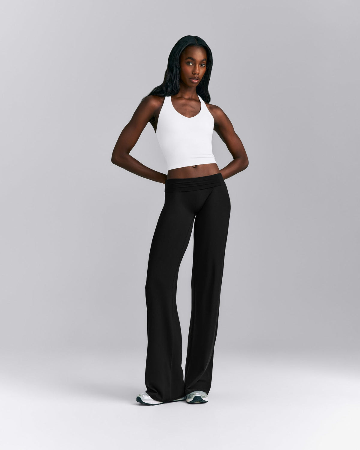 Oner Active SoftMotion™ Racer Back Mid Tank Top with Built in Bra Shelf | White