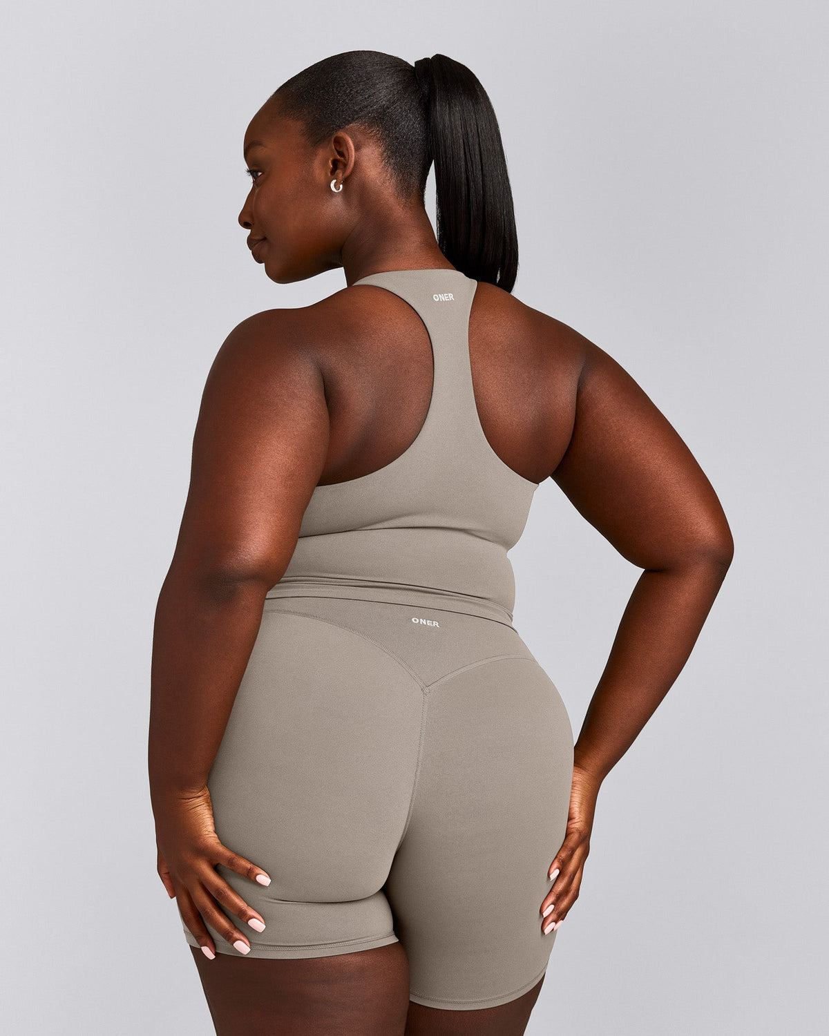 Oner Active SoftMotion™ Racer Back Mid Tank Top with Built in Bra Shelf | Warm Sand