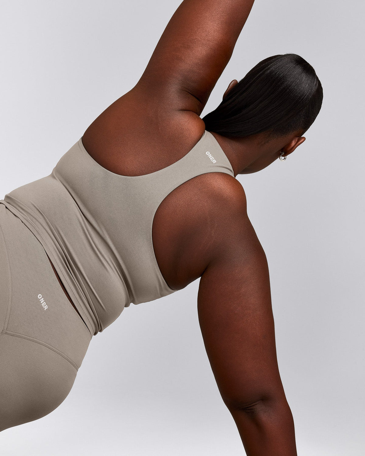 Oner Active SoftMotion™ Racer Back Mid Tank Top with Built in Bra Shelf | Warm Sand