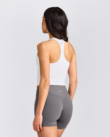 Oner Active SoftMotion™ Racer Back Mid Tank Top With Built in Bra Shelf | White