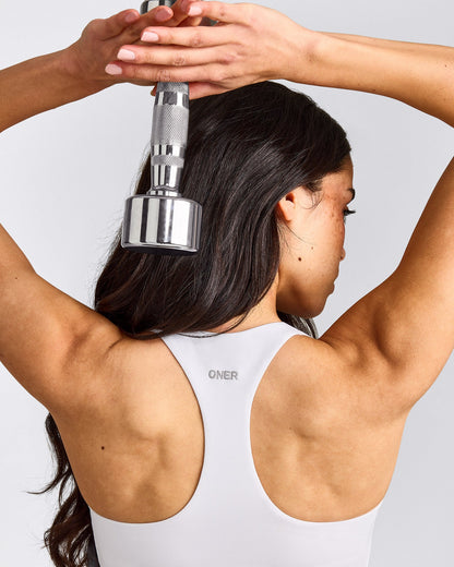 Oner Active SoftMotion™ Racer Back Mid Tank Top With Built in Bra Shelf | White