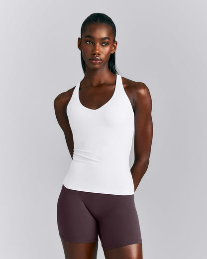 Oner Active SoftMotion™ Racer Back Tank Top with Built in Bra Shelf | White