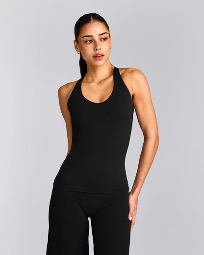 Oner Active SoftMotion™ Racer Back Tank Top with Built in Bra Shelf | Black