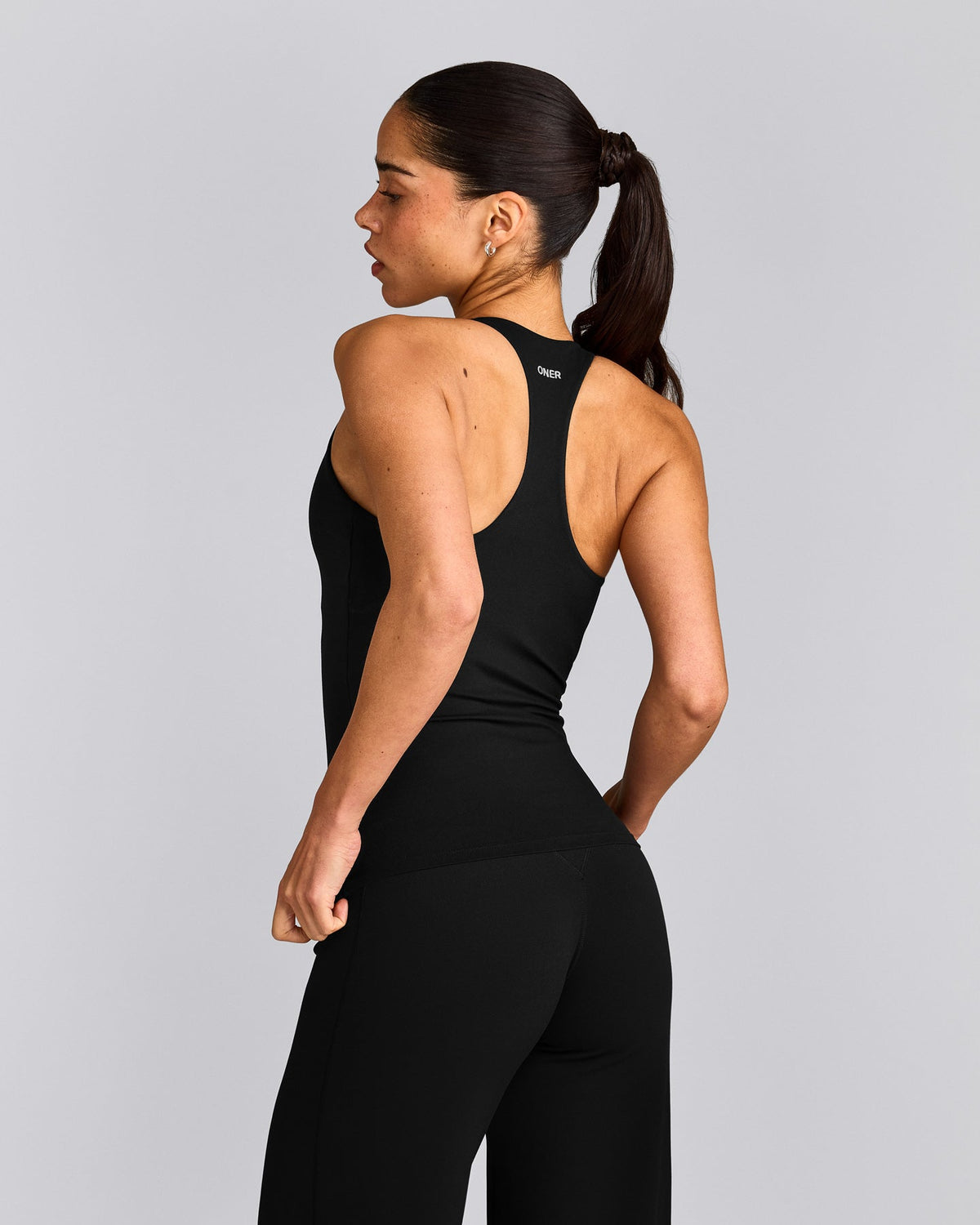 Oner Active SoftMotion™ Racer Back Tank Top with Built in Bra Shelf | Black