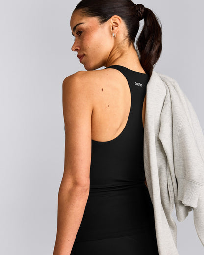 Oner Active SoftMotion™ Racer Back Tank Top with Built in Bra Shelf | Black