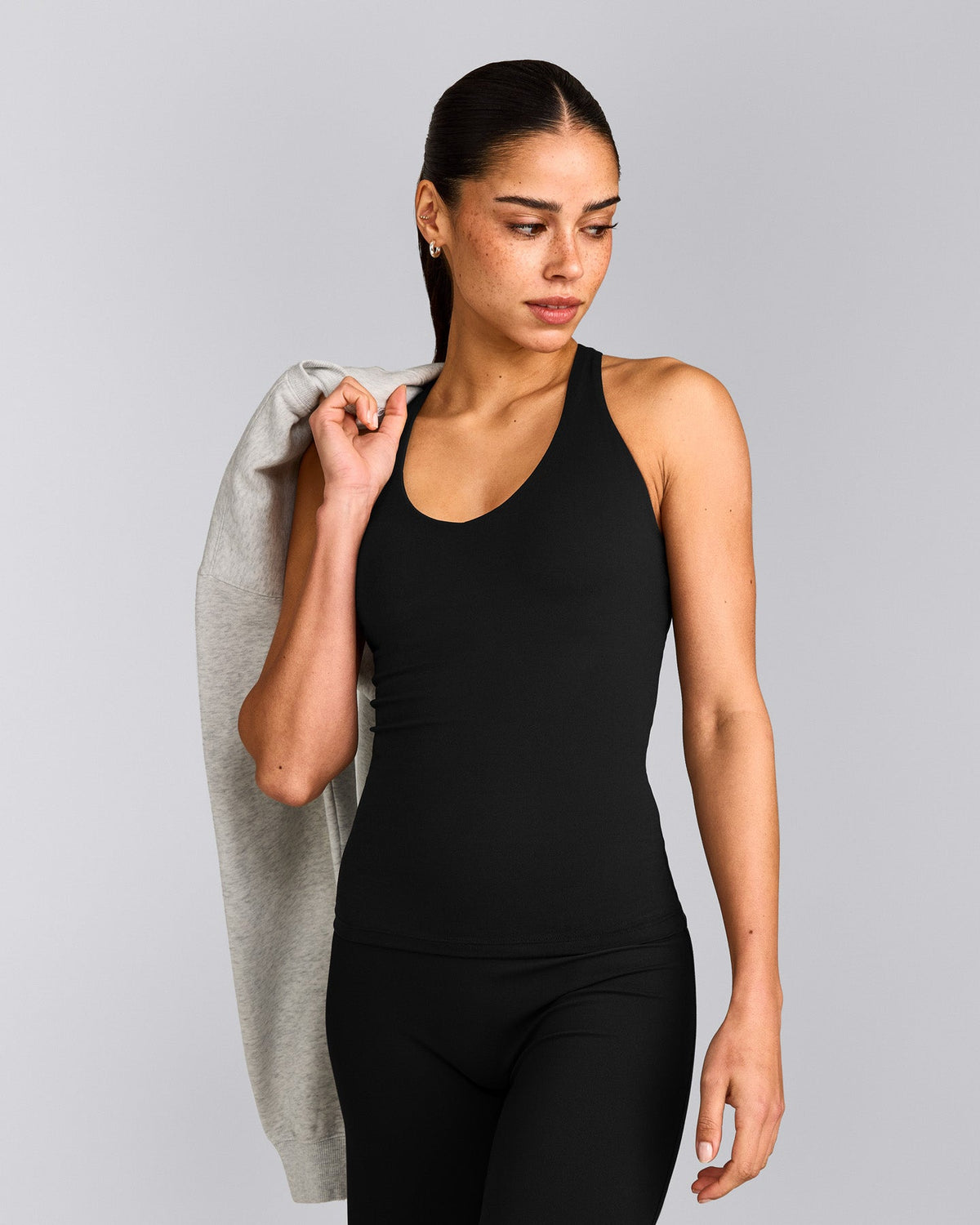 Oner Active SoftMotion™ Racer Back Tank Top with Built in Bra Shelf | Black