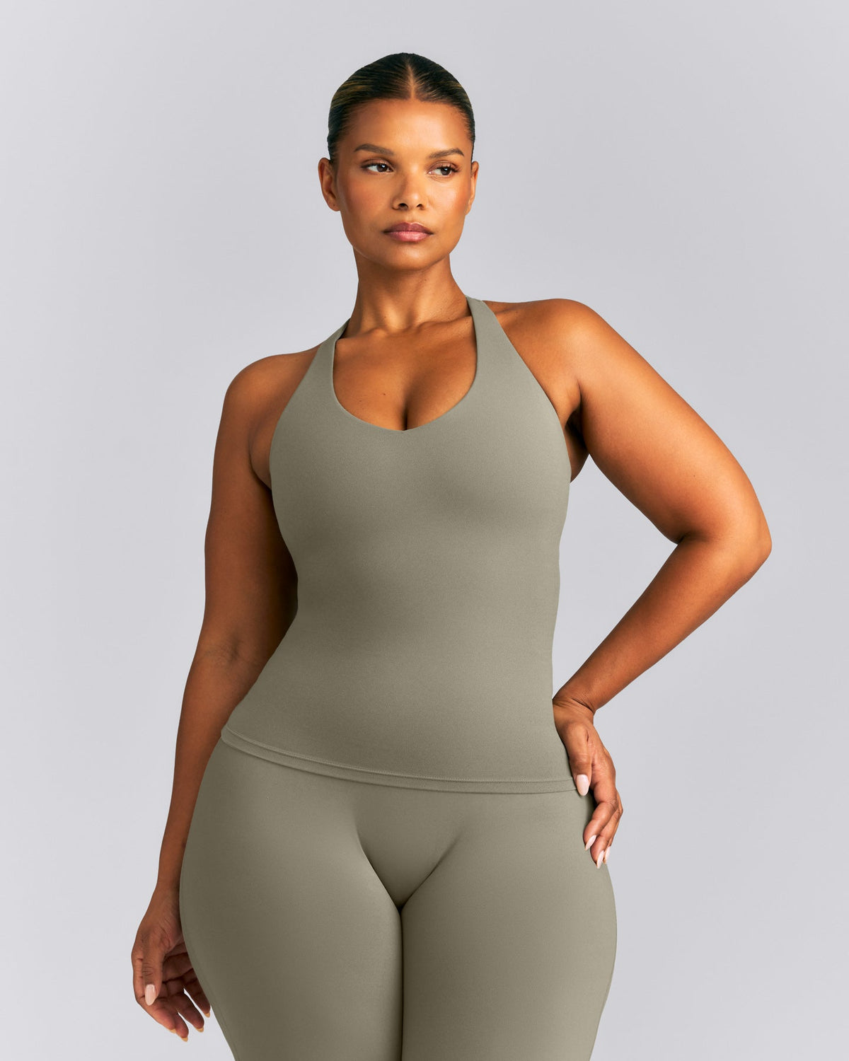 Oner Active SoftMotion™ Racer Back Tank Top with Built in Bra Shelf | Alpine Green