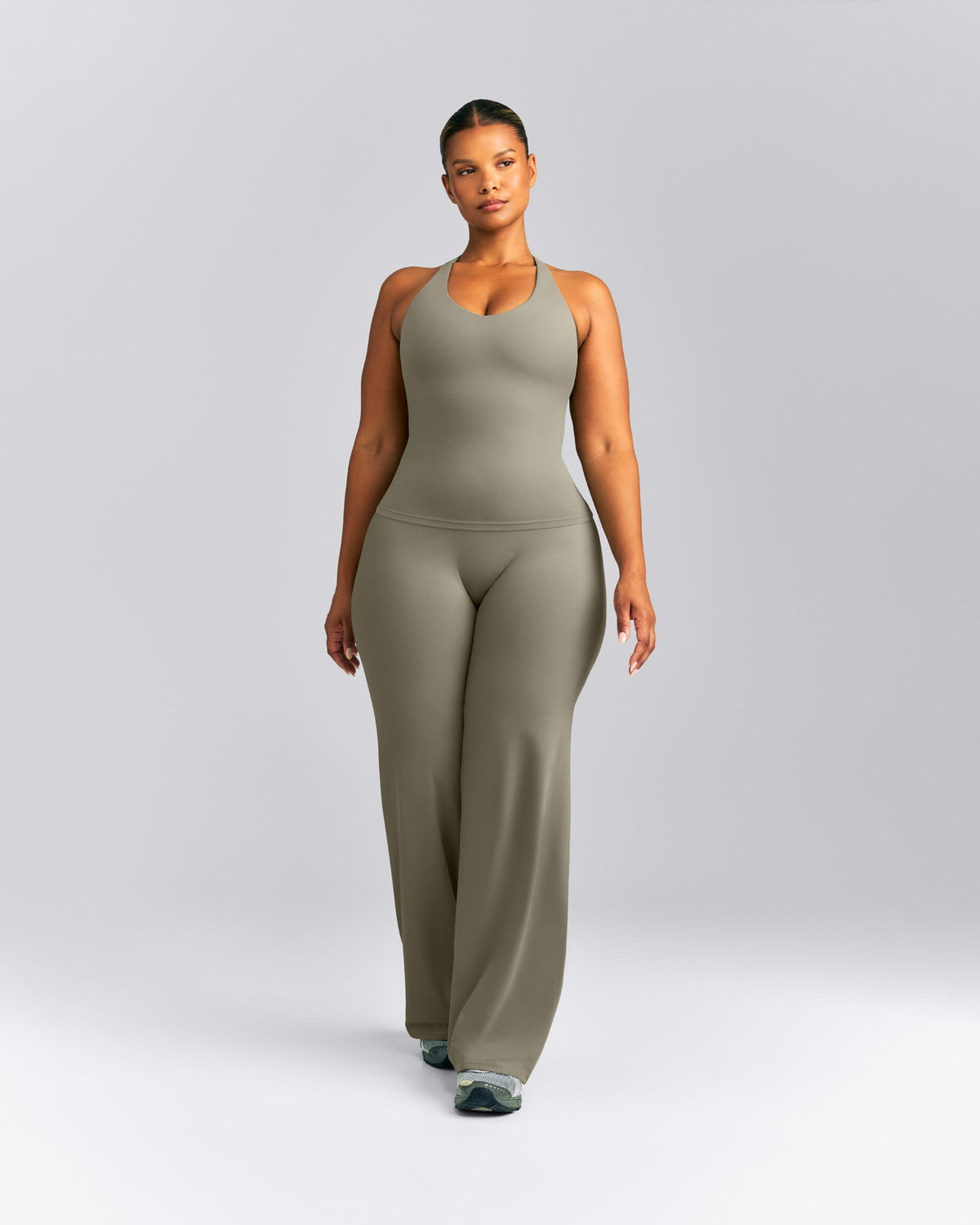 Oner Active SoftMotion™ Racer Back Tank Top with Built in Bra Shelf | Alpine Green